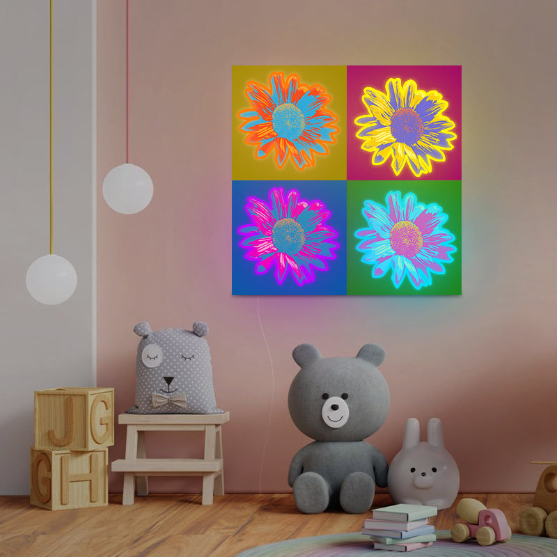 Pop Art Sunflowers Neon Sign For Wall Art