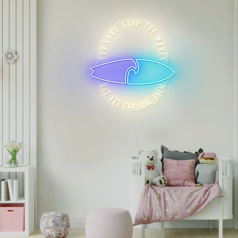 Surfboard Inspirational Quotes Neon Sign For Kids Room