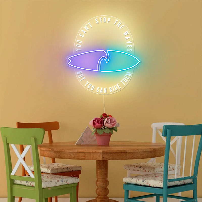 Surfboard Inspirational Quotes Neon Sign For Kitchen
