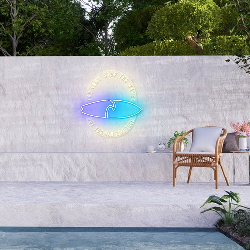 Surfboard Inspirational Quotes Neon Sign For Pool