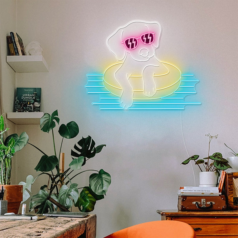 Swimming Dog Neon Sign For Room Decor