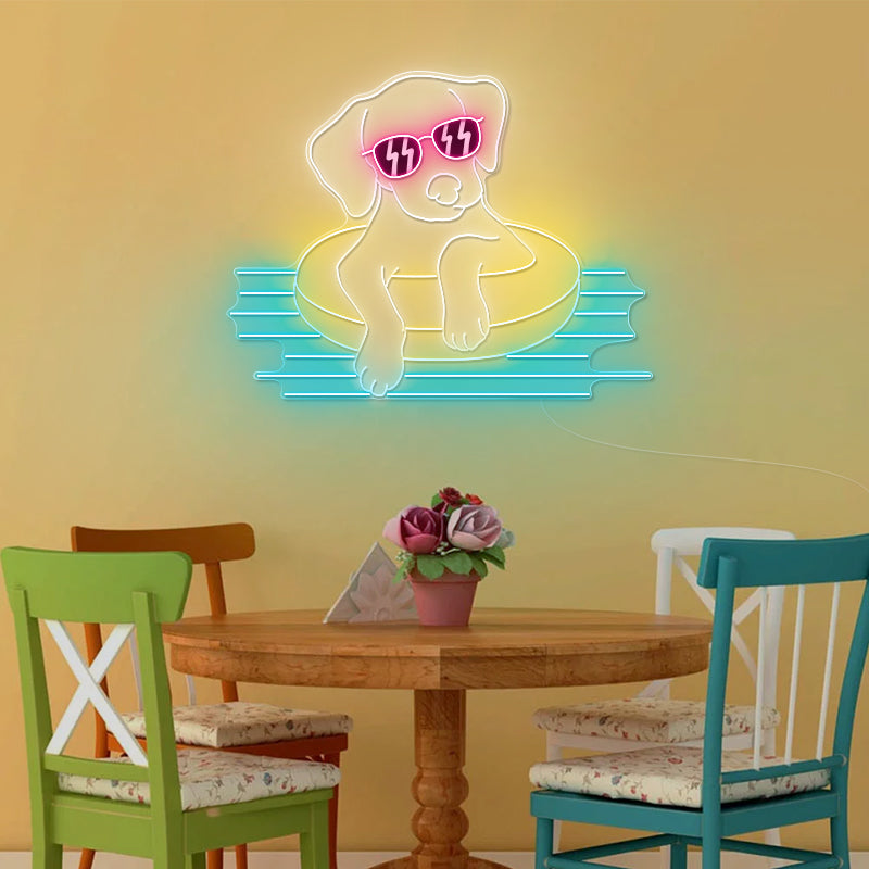 Swimming Dog Neon Sign For Room Decor