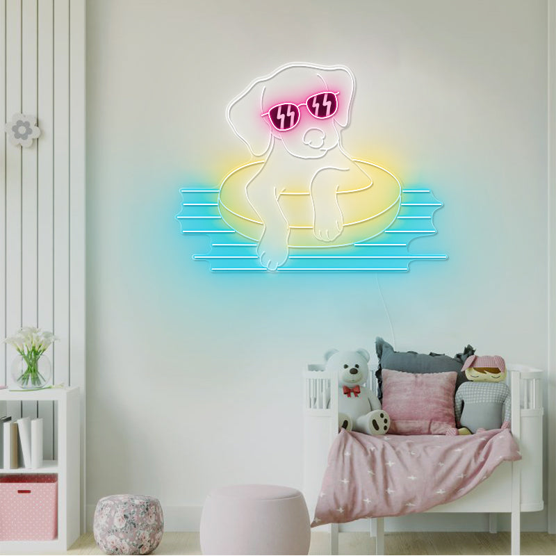 Swimming Dog Neon Sign For Room Decor