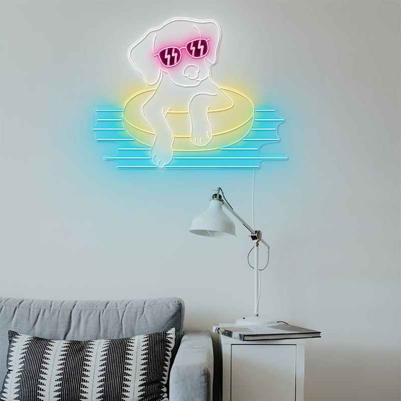 Swimming Dog Neon Sign For Room Decor
