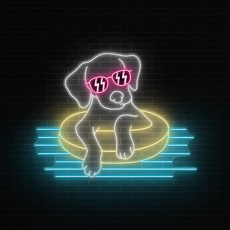 Swimming Dog Neon Sign For Room Decor