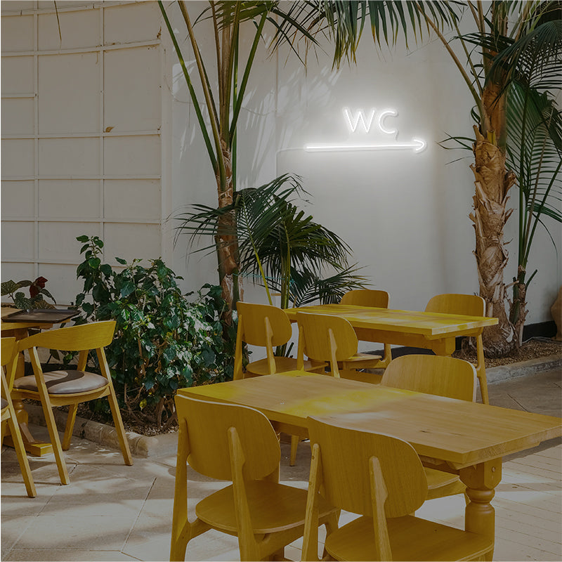 WC Neon Sign With Arrow For Business
