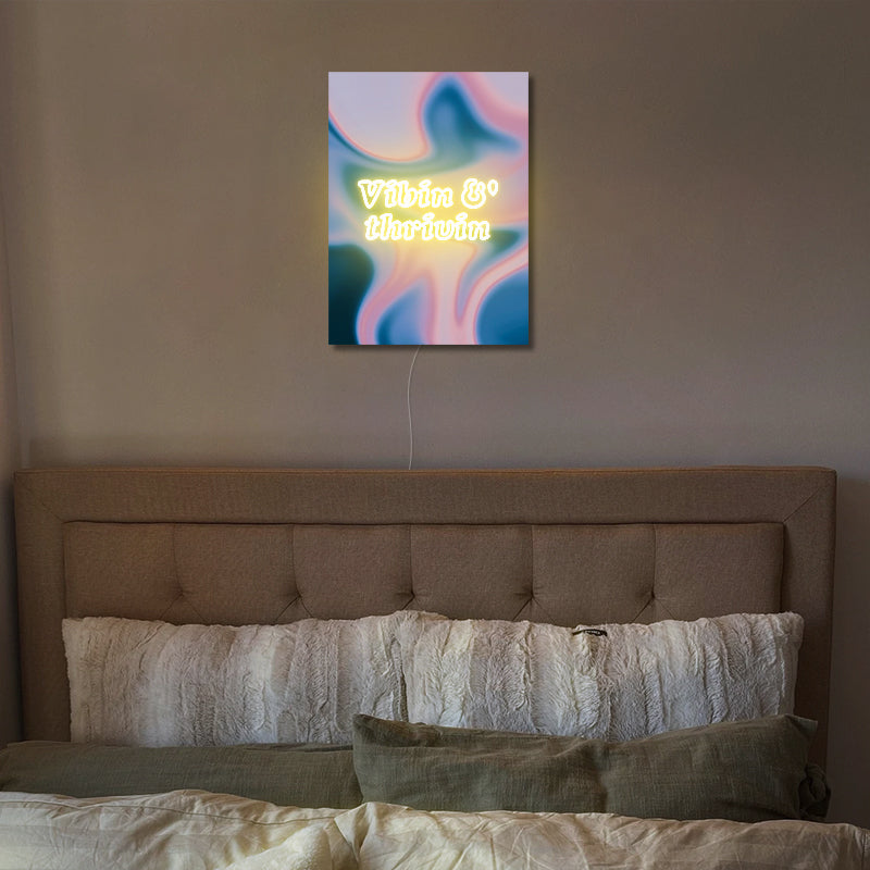 Vibin' & Thrivin' Neon Sign for Y2K aesthetic