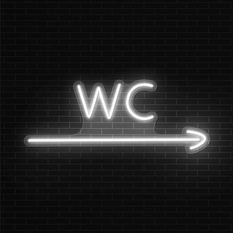 WC Neon Sign With Arrow For Business