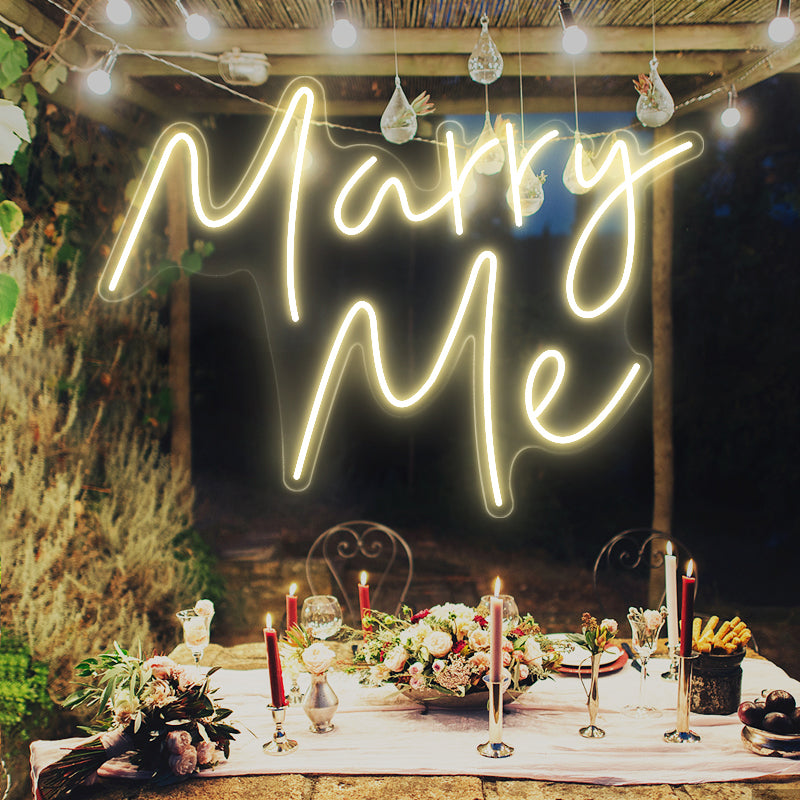 Warm White Marry Me Neon Sign For Wedding