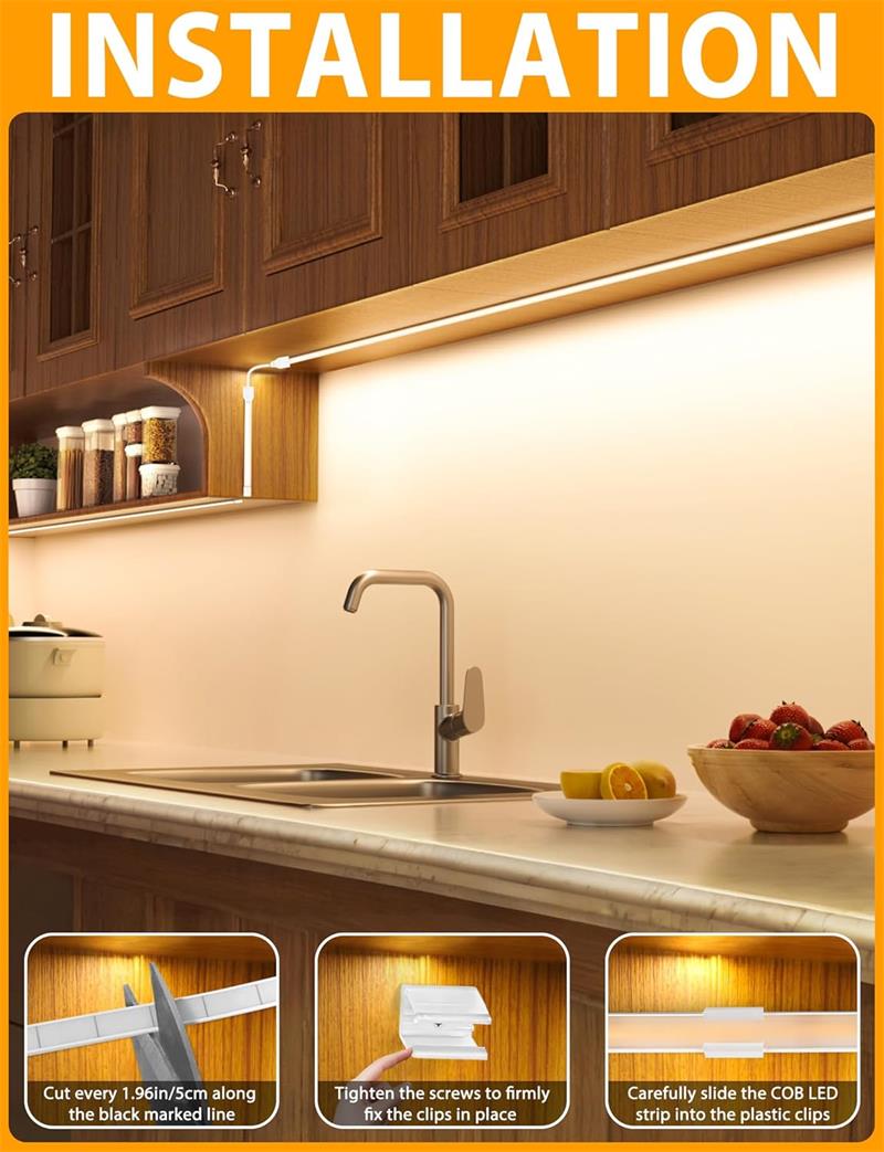5M Warm White COB LED Strip Light Set