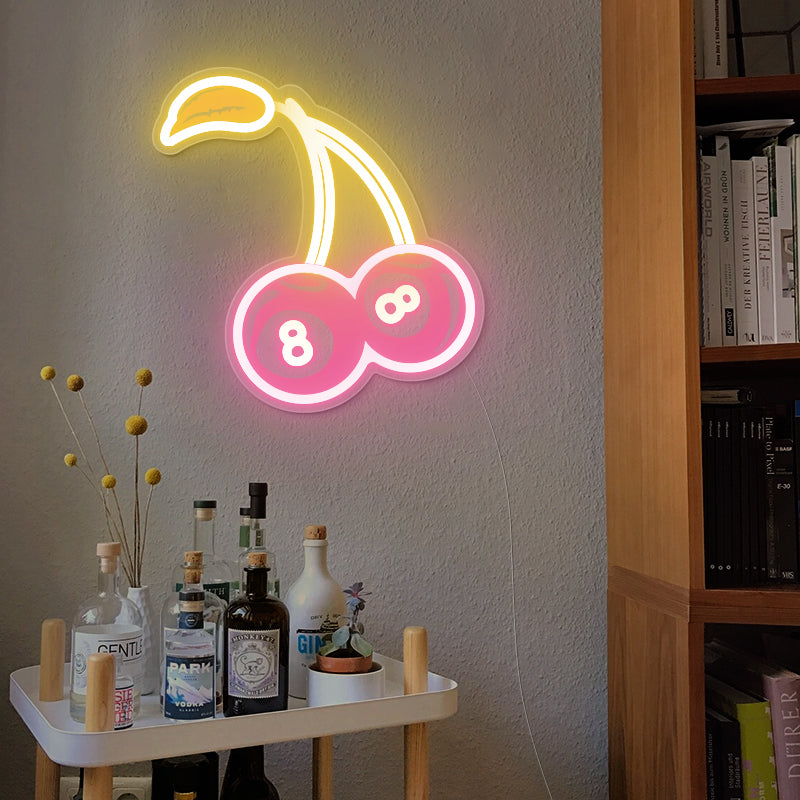 8 Ball Cherry Neon Sign For Dorm Room