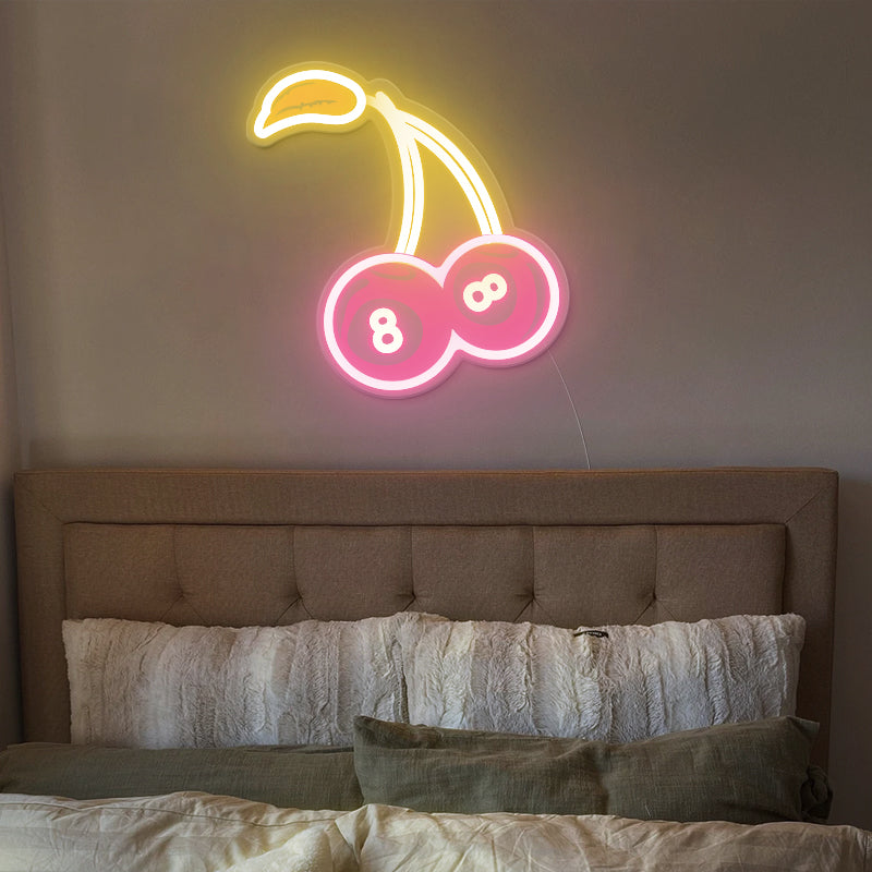 8 Ball Cherry Neon Sign For Dorm Room