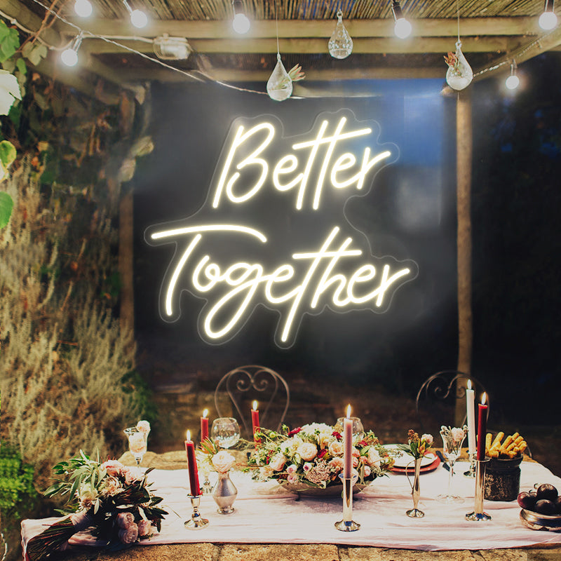 Panneau néon Better Together pour mariage