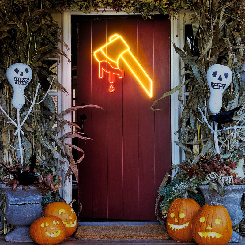 Bloody Ax Halloween Home Decor Neon Sign