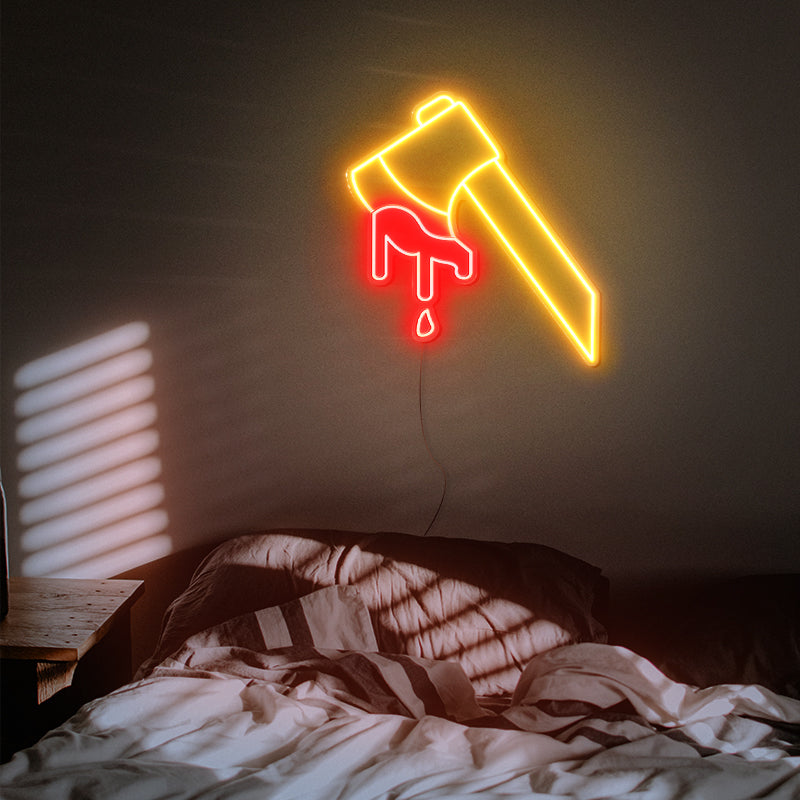 Bloody Ax Halloween Home Decor Neon Sign