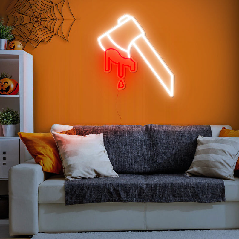 Bloody Ax Halloween Home Decor Neon Sign