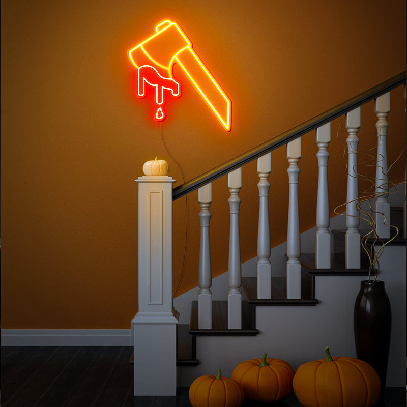 Bloody Ax Halloween Home Decor Neon Sign