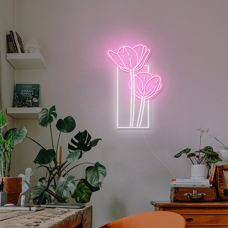 Blooms Flowers Neon Sign In Pink For Wall