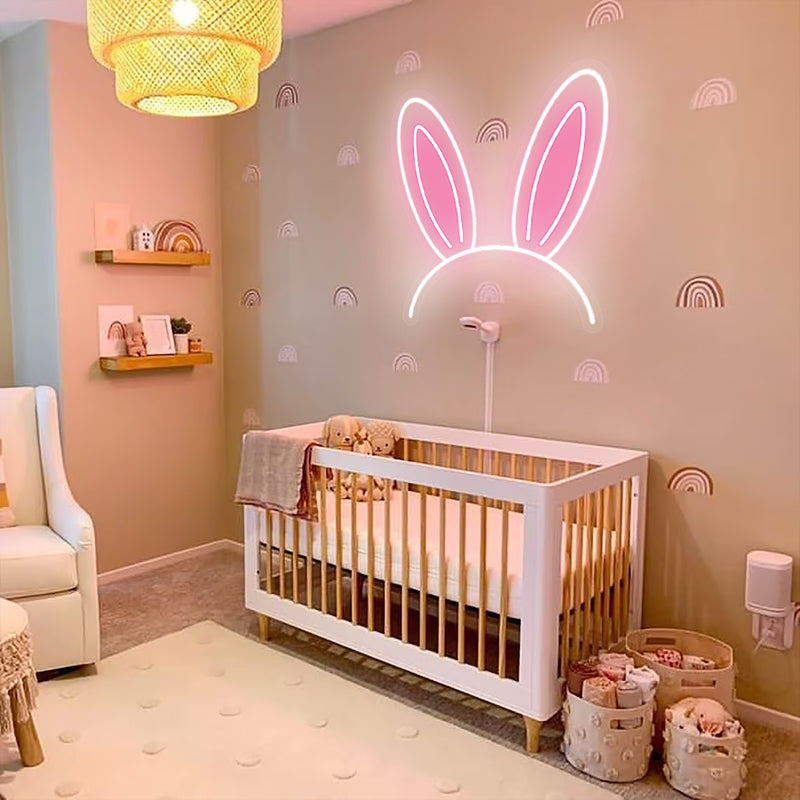 Enseigne au néon pour chambre d'enfant avec oreilles de lapin