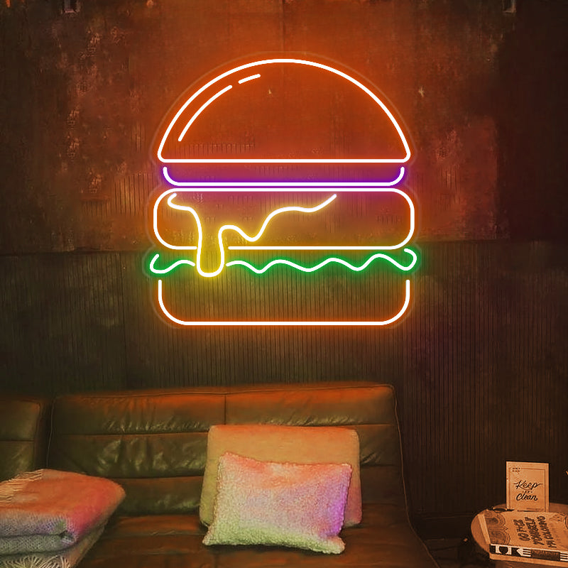 Burger Neon Sign For Restaurant