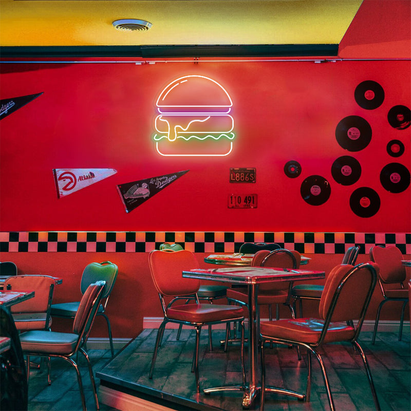 Burger Neon Zeichen für Restaurant