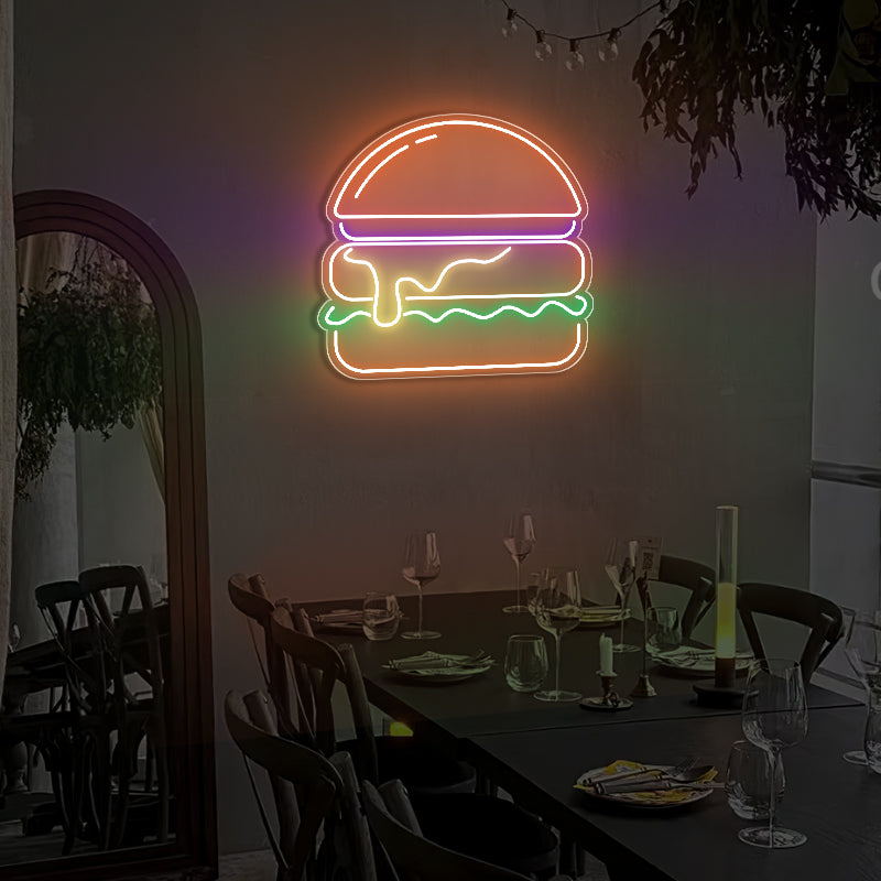 Enseigne au néon Burger pour restaurant