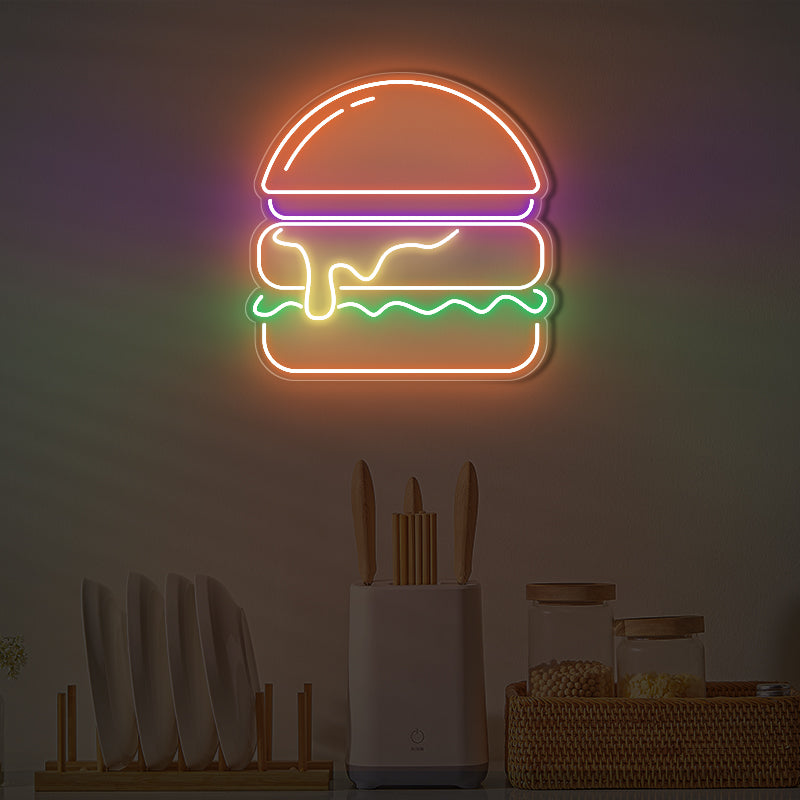 Burger Neon Sign For Restaurant