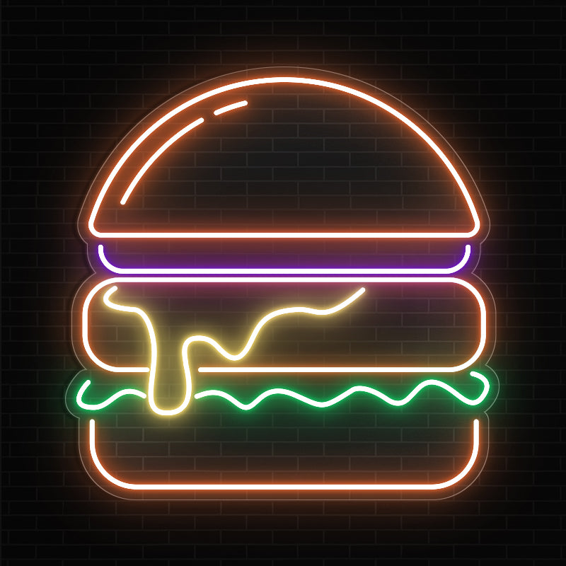 Burger Neon Sign For Restaurant