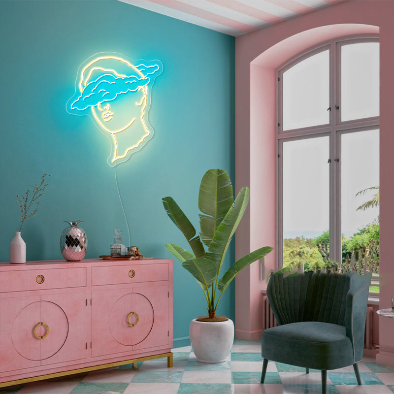 Bust Art Sign In Blue For Living Room