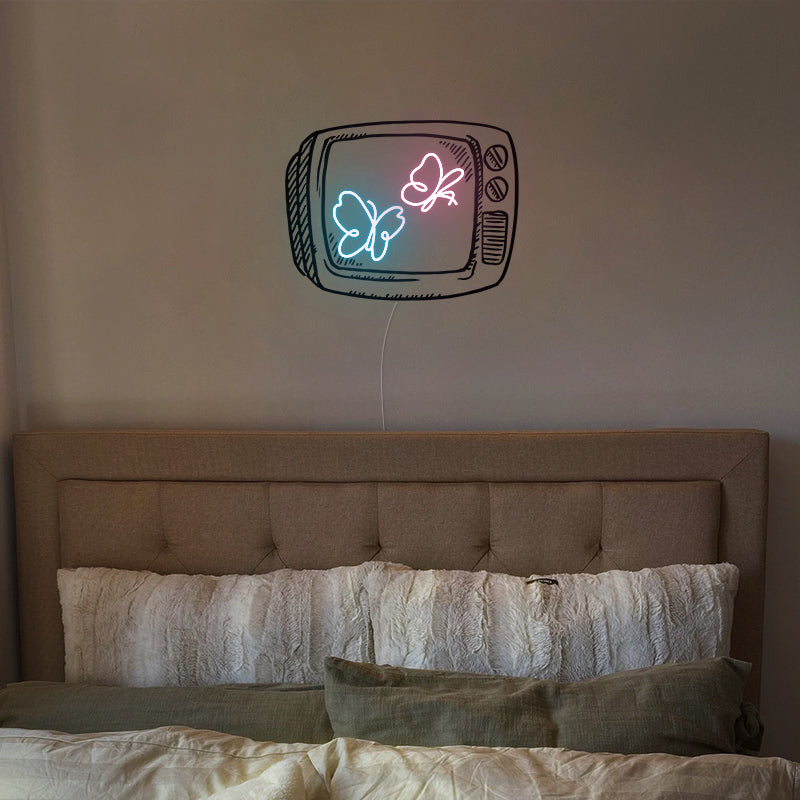 Butterfly TV Neon Sign For Dorm Room