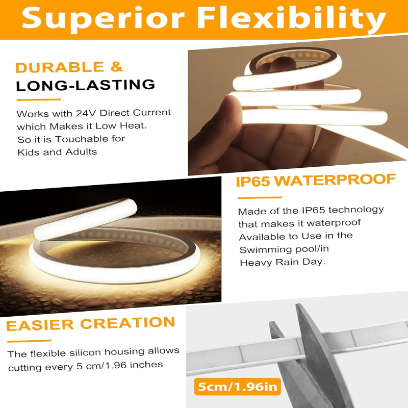 Natural White 24V COB LED Strip Light Set