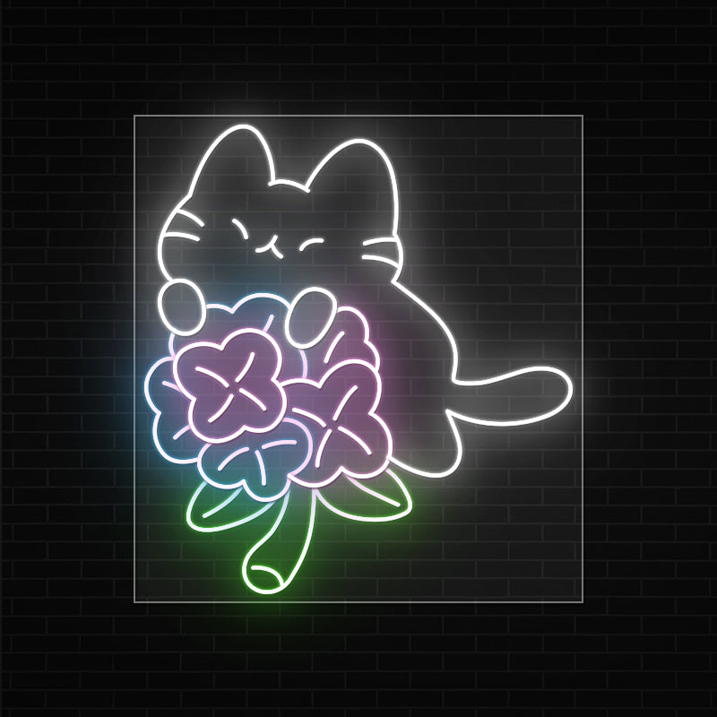 Flower Cat Wall Art Neon Sign × Miaocherii