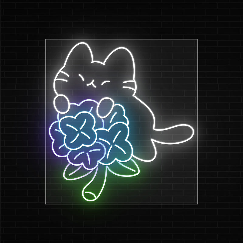 Flower Cat Wall Art Neon Sign × Miaocherii