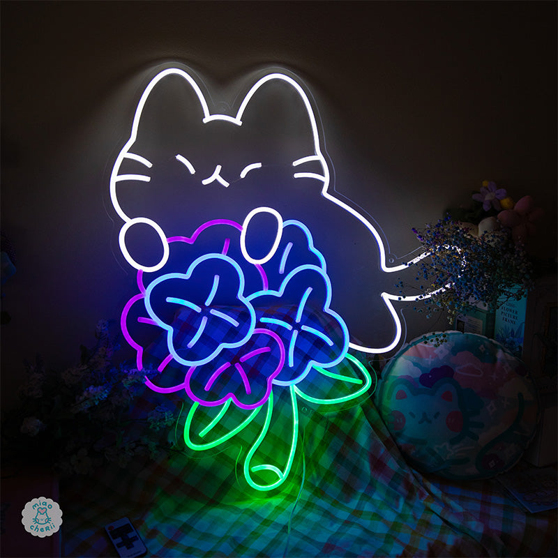 Flower Cat Wall Art Neon Sign × Miaocherii