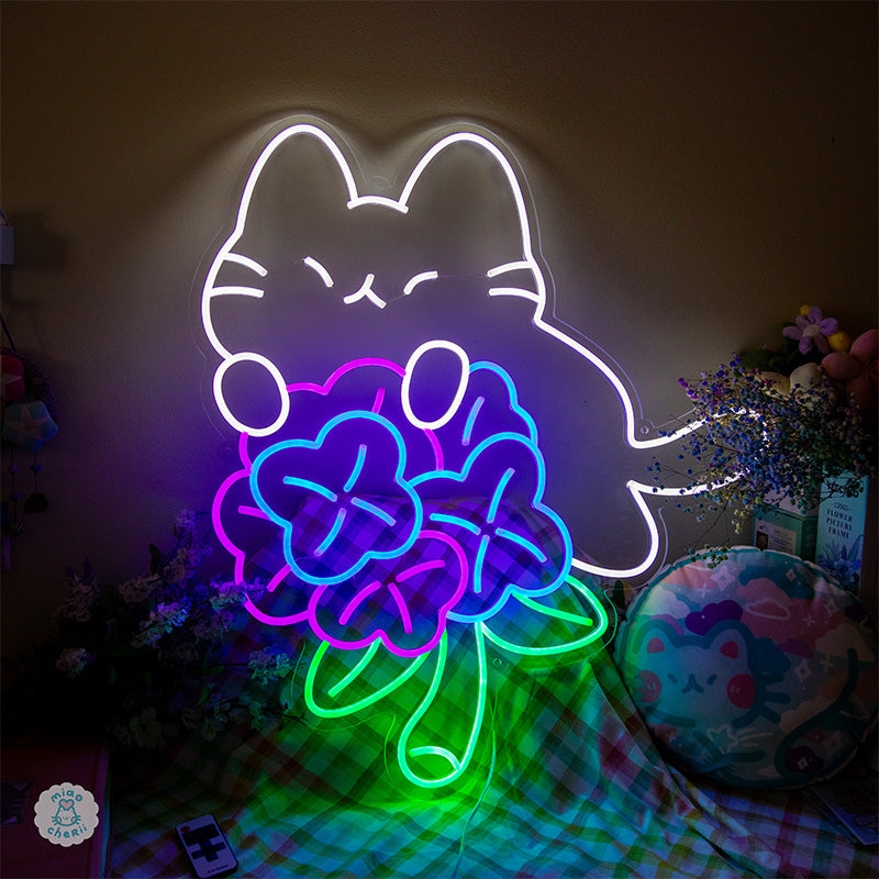 Flower Cat Wall Art Neon Sign × Miaocherii