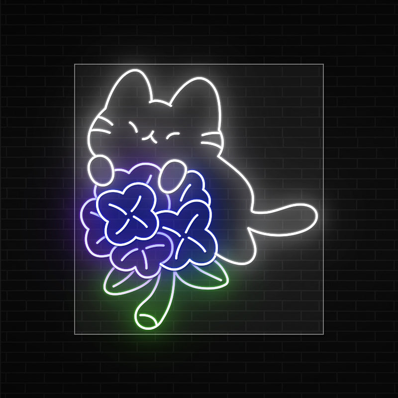 Flower Cat Wall Art Neon Sign × Miaocherii