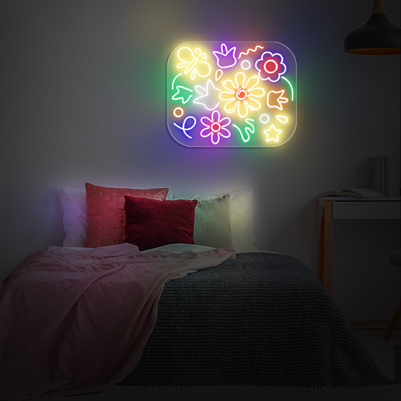 Colorful Flowers Neon Signs For Bedroom