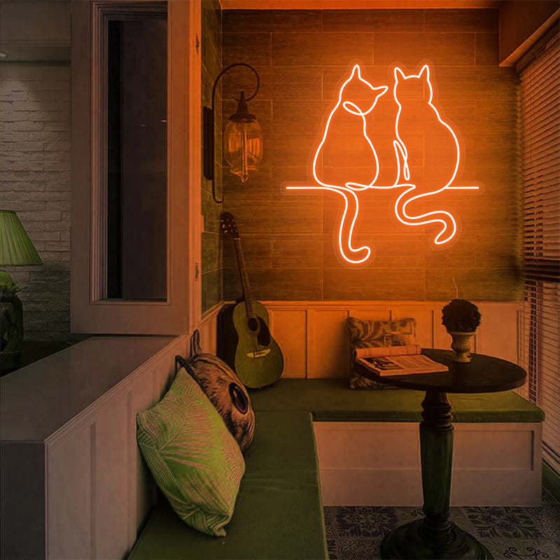 Neonschild „Pärchen Katze“ für Zimmer