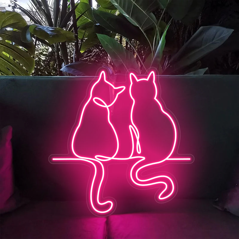 Neonschild „Pärchen Katze“ für Zimmer