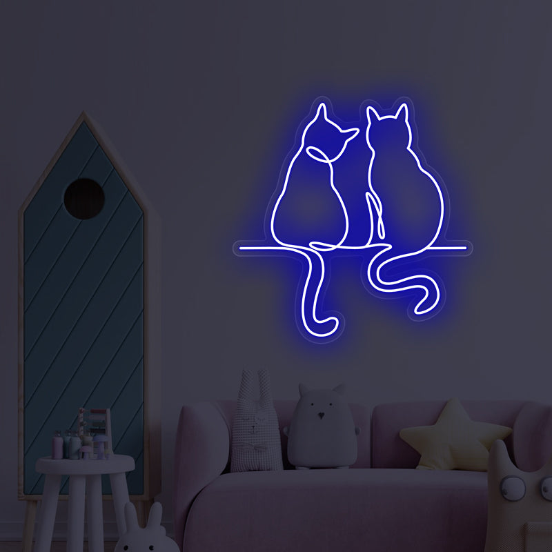 Neonschild „Pärchen Katze“ für Zimmer