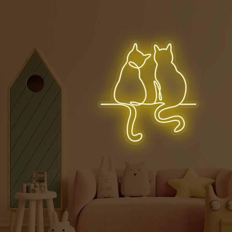 Neonschild „Pärchen Katze“ für Zimmer