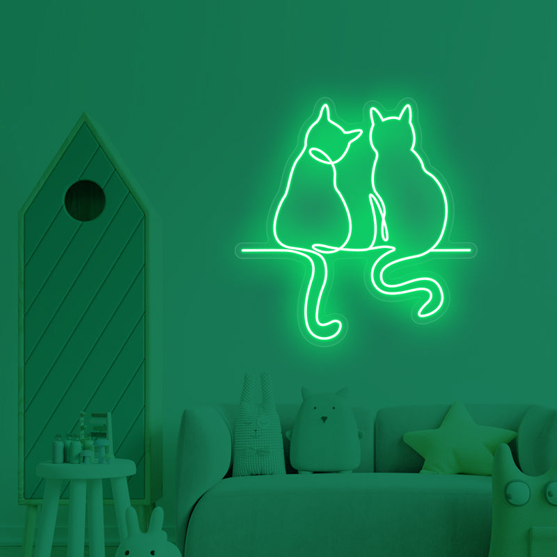 Neonschild „Pärchen Katze“ für Zimmer