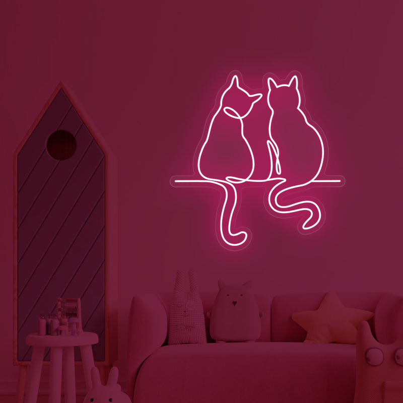 Neonschild „Pärchen Katze“ für Zimmer