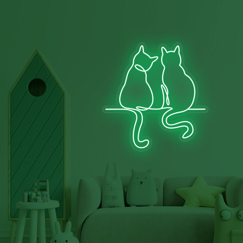 Neonschild „Pärchen Katze“ für Zimmer