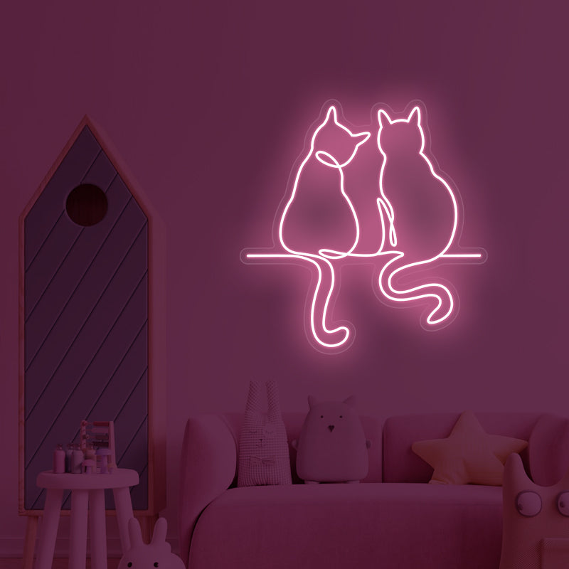 Neonschild „Pärchen Katze“ für Zimmer