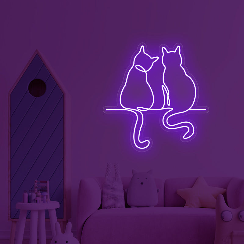 Neonschild „Pärchen Katze“ für Zimmer