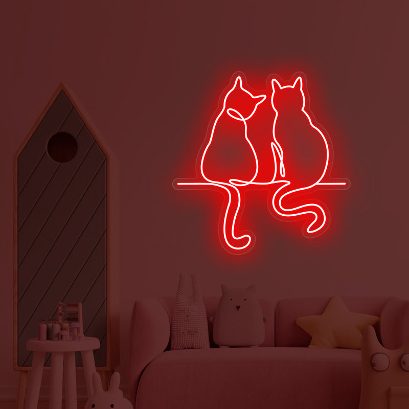 Neonschild „Pärchen Katze“ für Zimmer