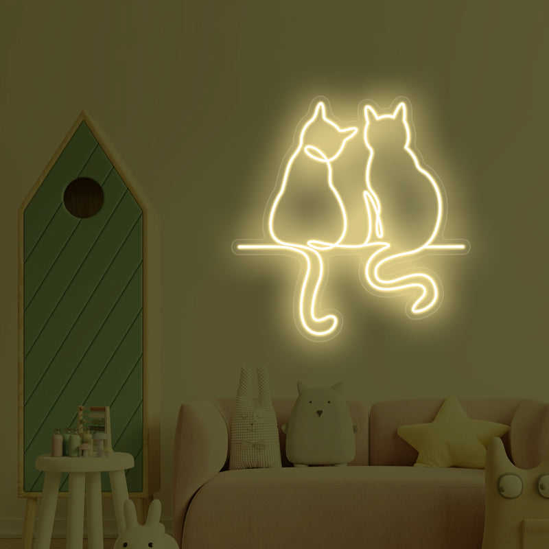 Neonschild „Pärchen Katze“ für Zimmer