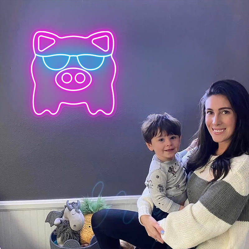 Cute Pig Anime Neon Sign