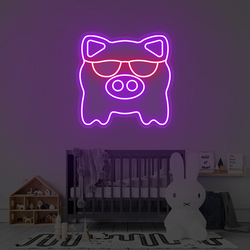 Cute Pig Anime Neon Sign